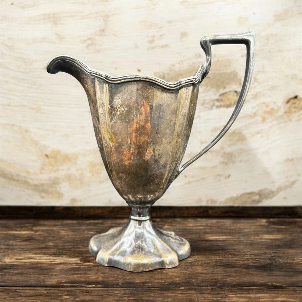 Vintage Lbs Co. silver plate creamer pitcher art deco style